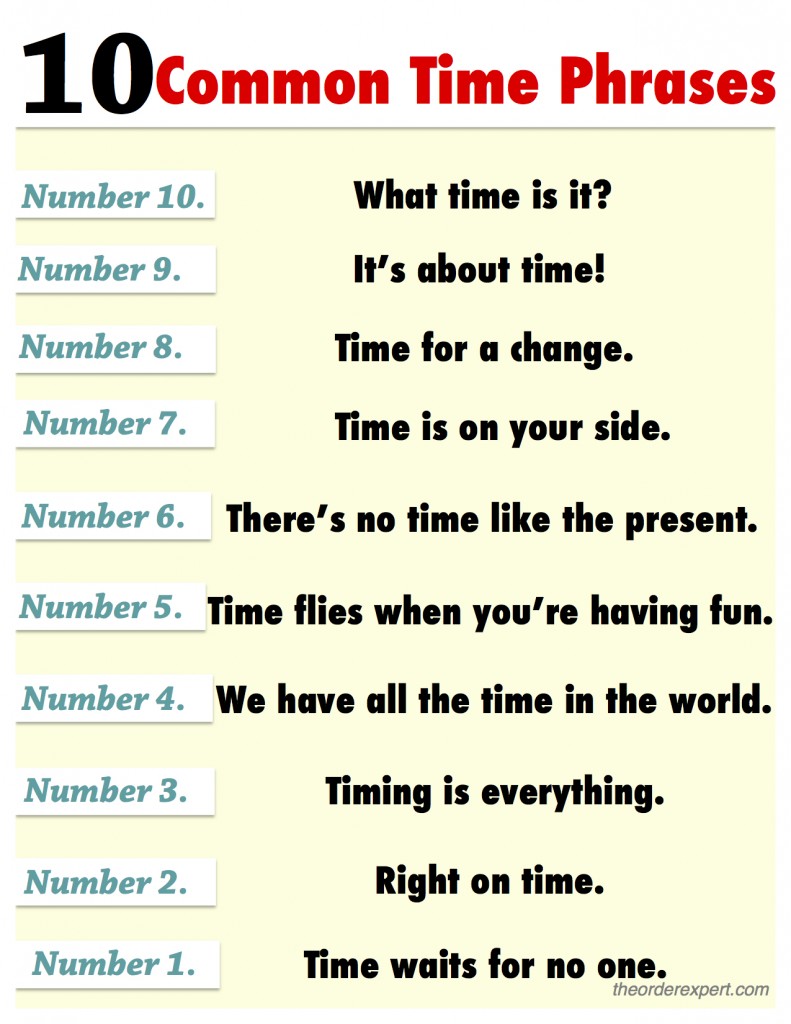 10 Common Time Phrases | The Order Expert