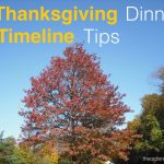 Image of a tree in fall and phrase, 5 Thanksgiving Dinner Timeline Tips