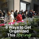 image of a crowd of people and flowers and the phrase, 6 Ways to Get Organized This Spring