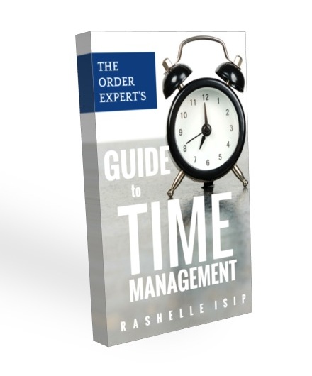 Image of an eBook with an alarm clock and the phrase, The Order Expert's Guide to Time Management