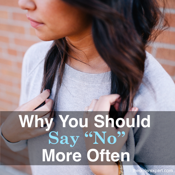 Image of a woman grasping her hair and the phrase, Why You Should Say No More Often 