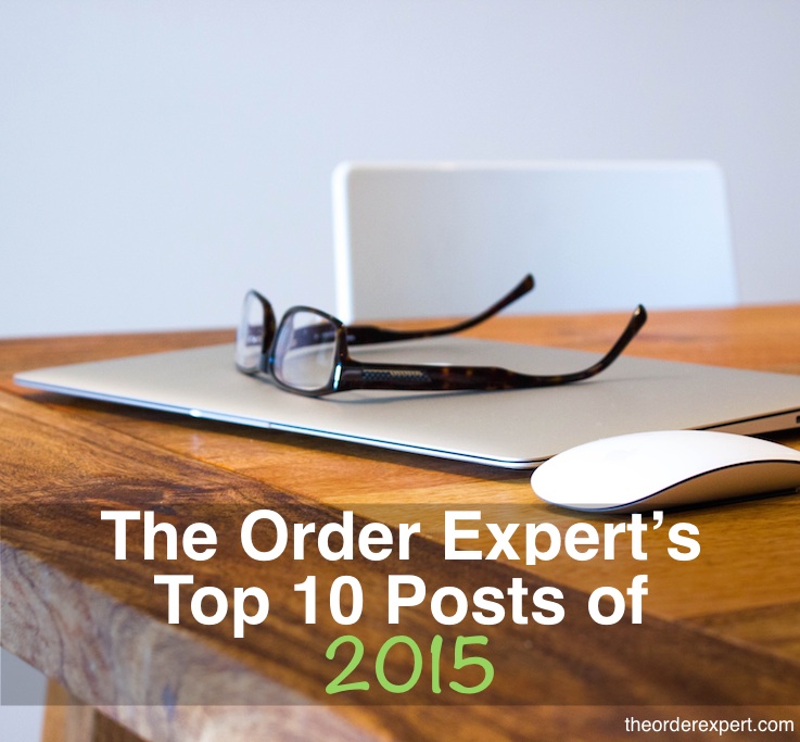 Image of a laptop with a pair of glasses and the phrase, The Order Expert's Top 10 Posts of 2015