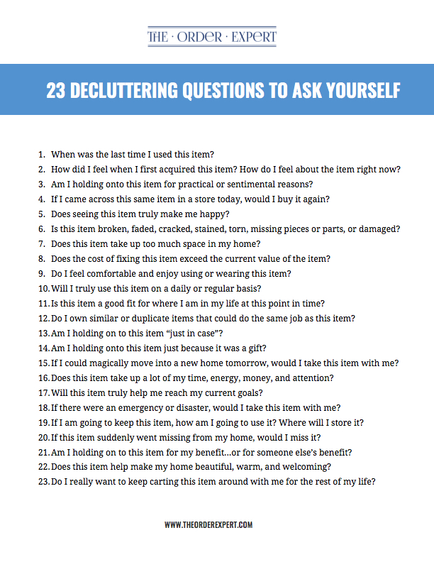 23 Decluttering  Questions  to Ask Yourself The Order Expert