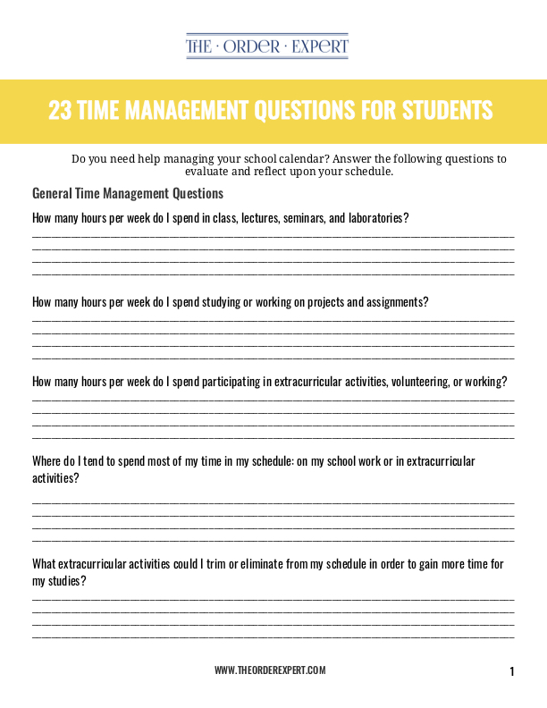 time management research questions for students